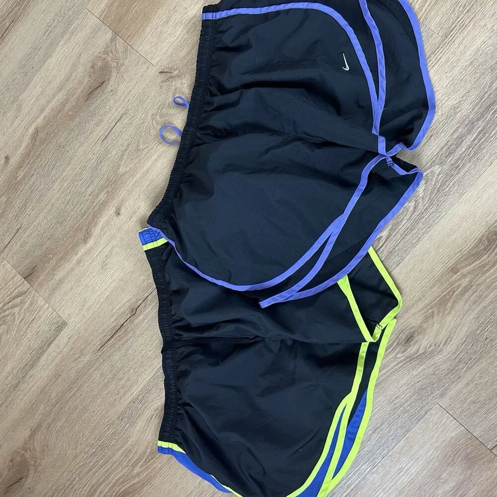 Nike Womens XL Dry Tempo Running Shorts Purple Black Dri-FIT 2 Pieces